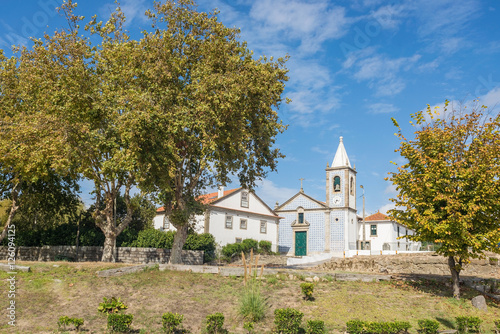 Parish Church of Canidelo white building architecture ceramic mosaic tile Vila Nova de Gaia Porto Oporto city park view