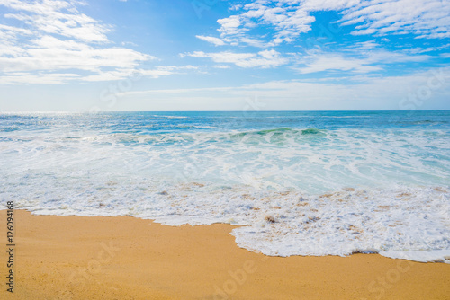 Sand beach coast sun sunny day summer relax background landscape sea ocean water wave horizon