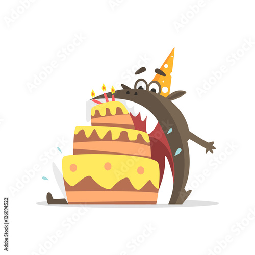Black Monster Eating Party Cake In One Gulp