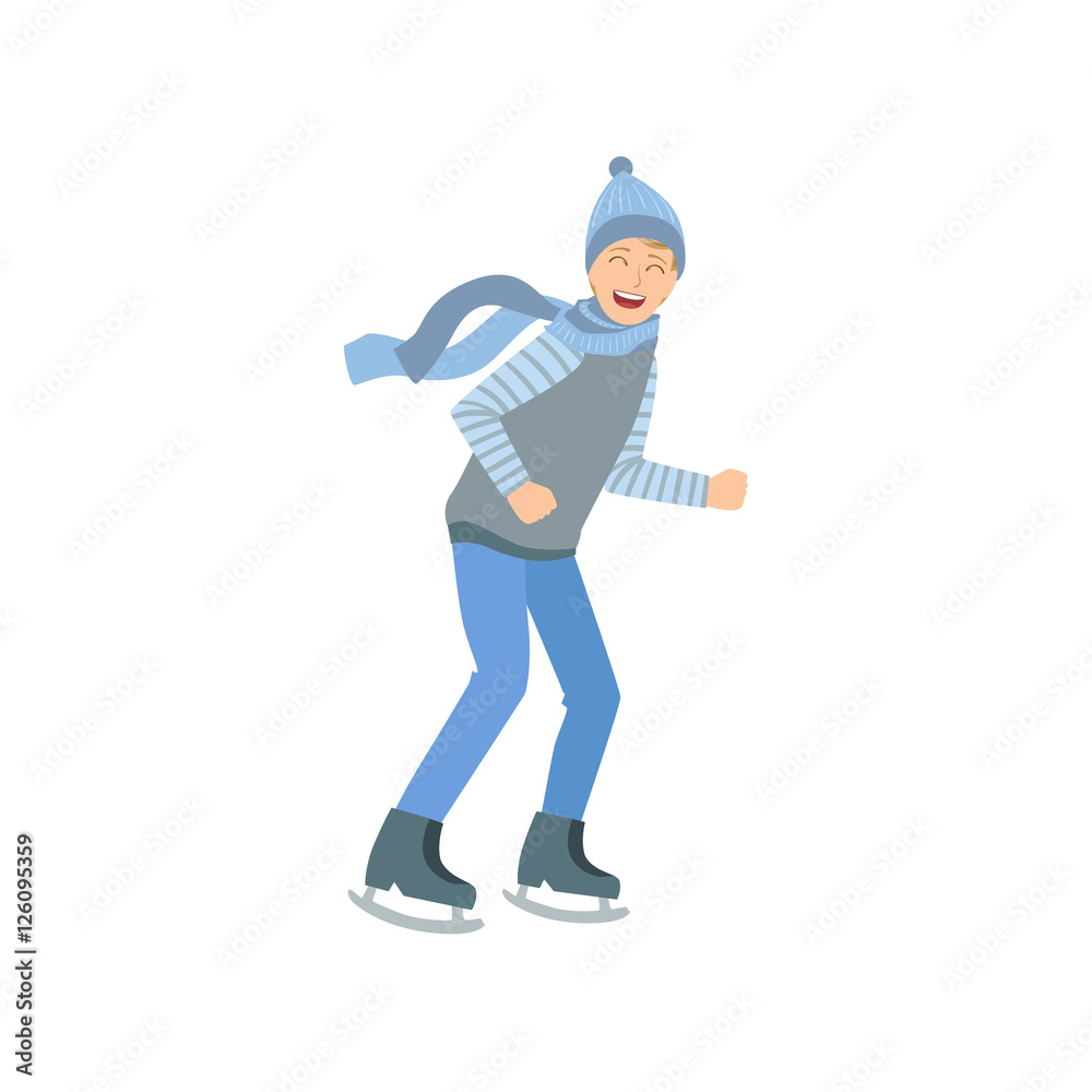 Guy in Blue Outfit Winter Sports Illustration Guy in Blue Outfit Winter Sports Illustration