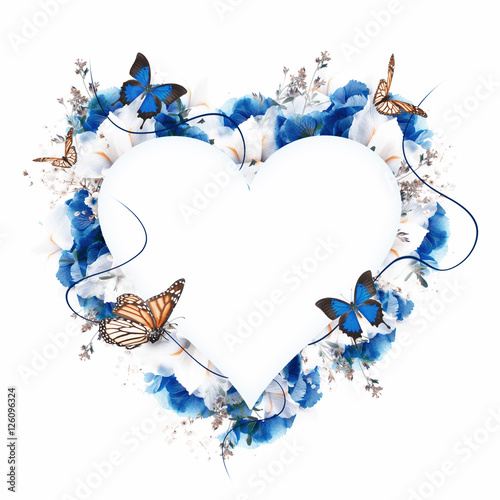 Fototapeta Naklejka Na Ścianę i Meble -  Amazing butterfly fairy of flowers, hydrangeas and iris.