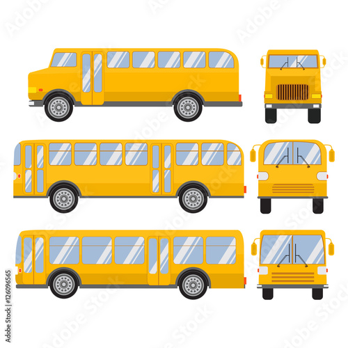 Set vector flat city and school bus modern and retro old vintage.Public transport.Design elements for the websites, booklets, leaflets.