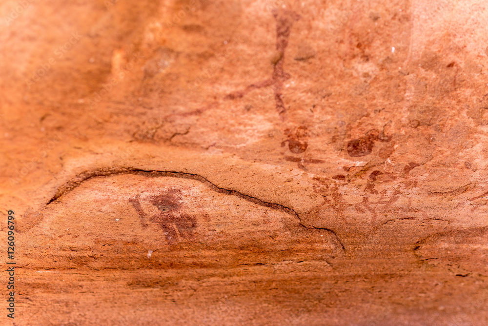 Naklejka premium The famous prehistoric rock engravings at Twyfelfontein, tourist attraction and travel destination in Namibia, Africa.