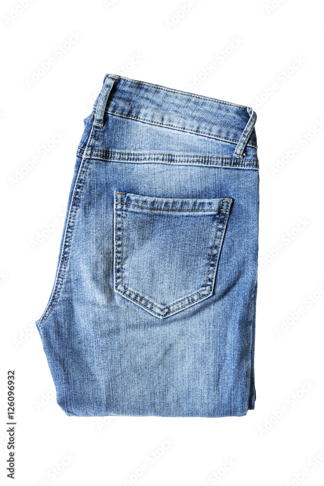 Folded blue jeans