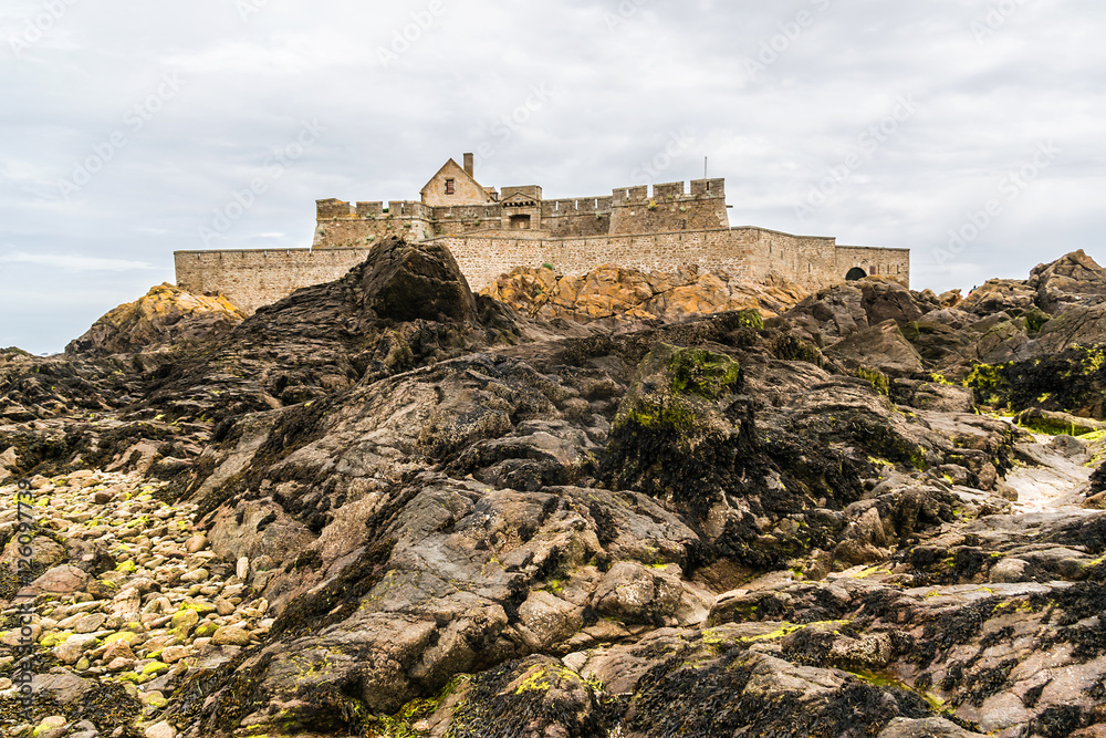 Fort National on tidal island Petit Be in Saint-Malo, France. Fort National on tidal island Petit Be in Saint-Malo, France.