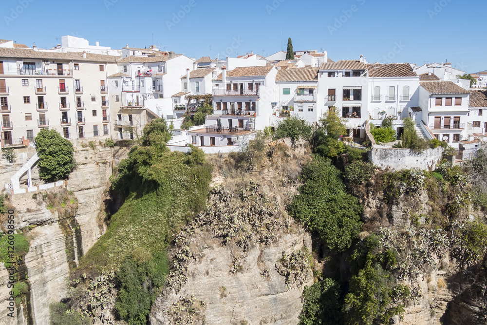 View from the new Bridge over Guadalevin River in Ronda, Malaga,