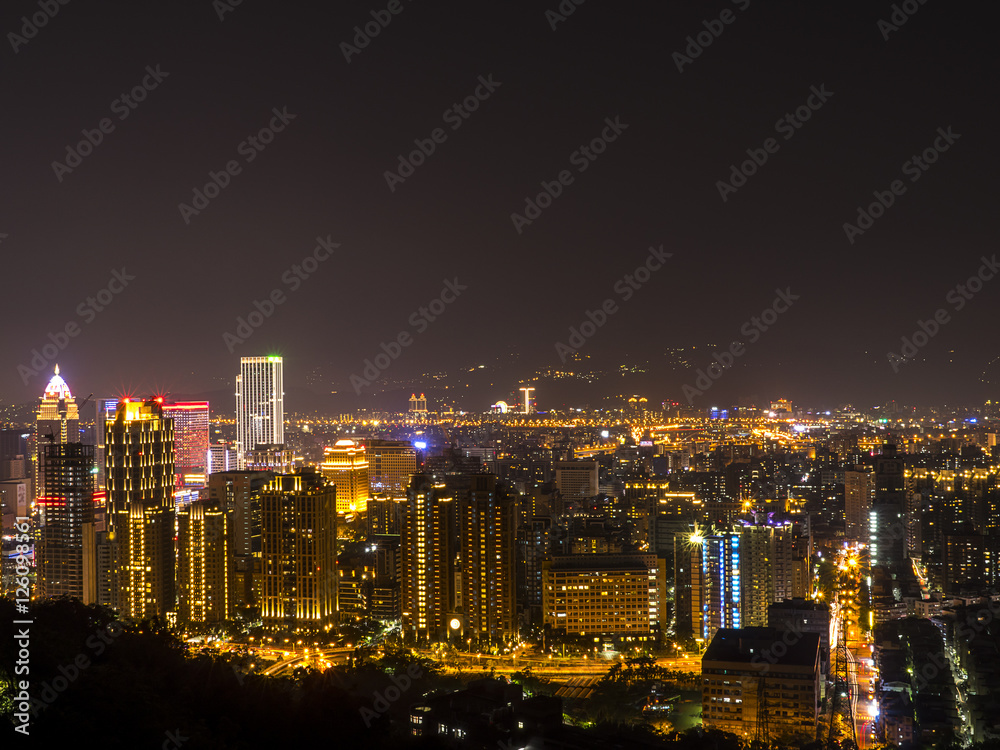 Sunset of cityscape nightlife view of Taipei 3
