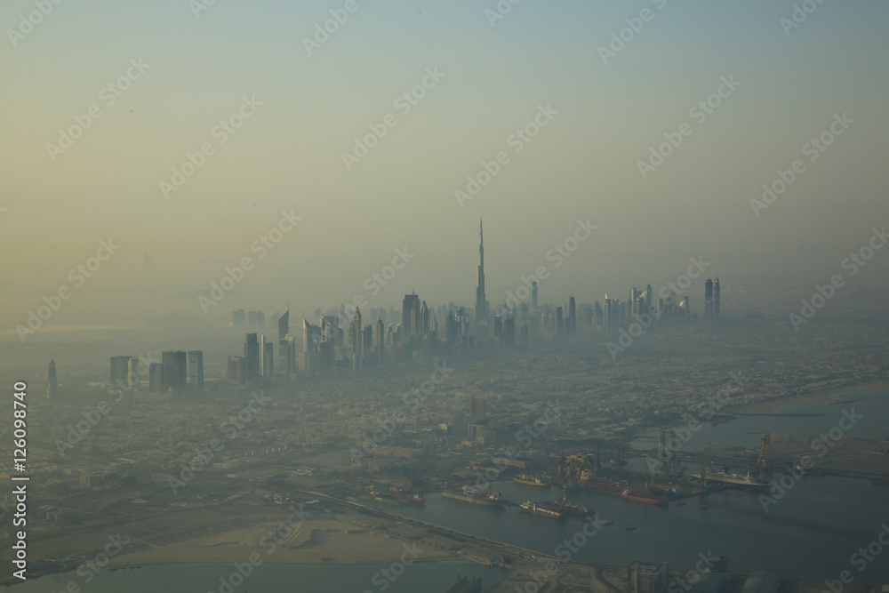 Dubai DIFC district from the air