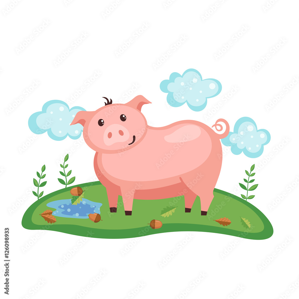 Cute Pig on a green grass. Cute Pig on a green grass.