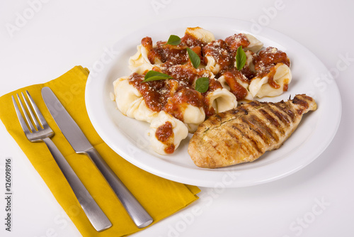 Chicken Breast Fillet with Tomato and Basil Sauce Capeletti photo