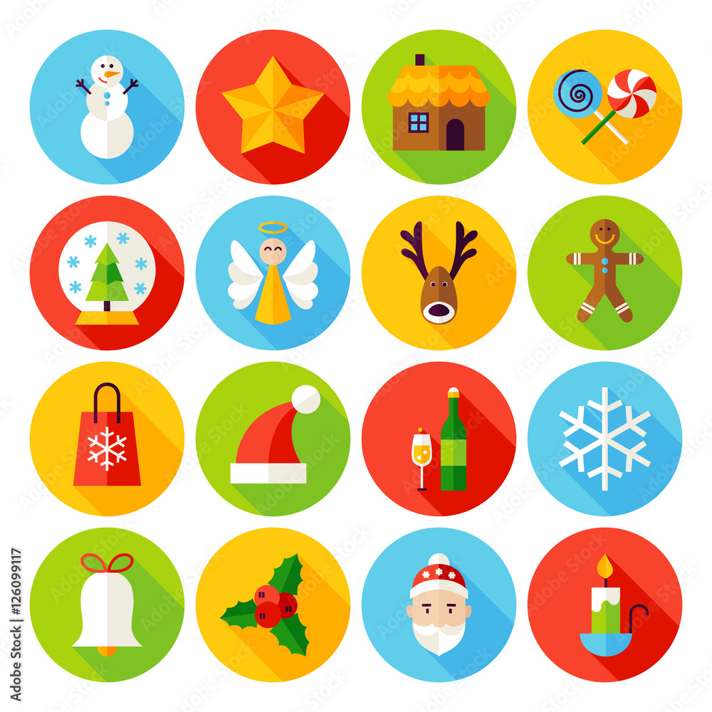 Winter Christmas Flat Icons