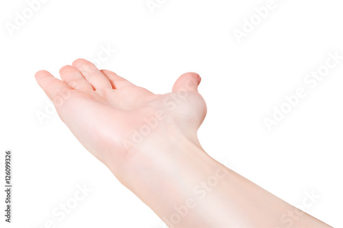 Foto Hand with open palm up gesture