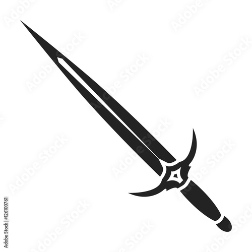 One-handed sword icon in black style isolated on white background. Weapon symbol stock vector illustration.
