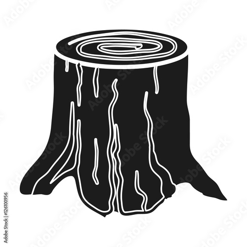 Tree stump icon in black style isolated on white background. Sawmill and timber symbol stock vector illustration.