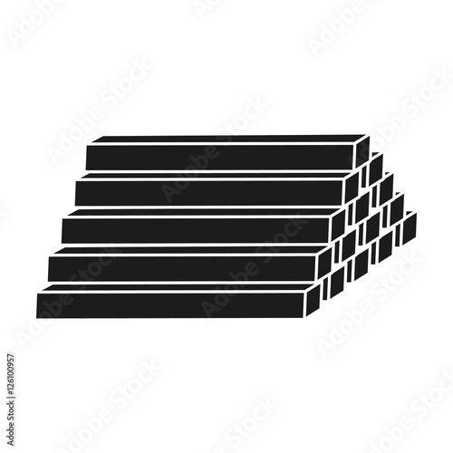 Stack of lumbers icon in black style isolated on white background. Sawmill and timber symbol stock vector illustration.