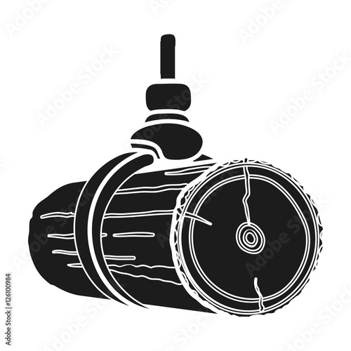 Hydraulic crane icon in black style isolated on white background. Sawmill and timber symbol stock vector illustration.