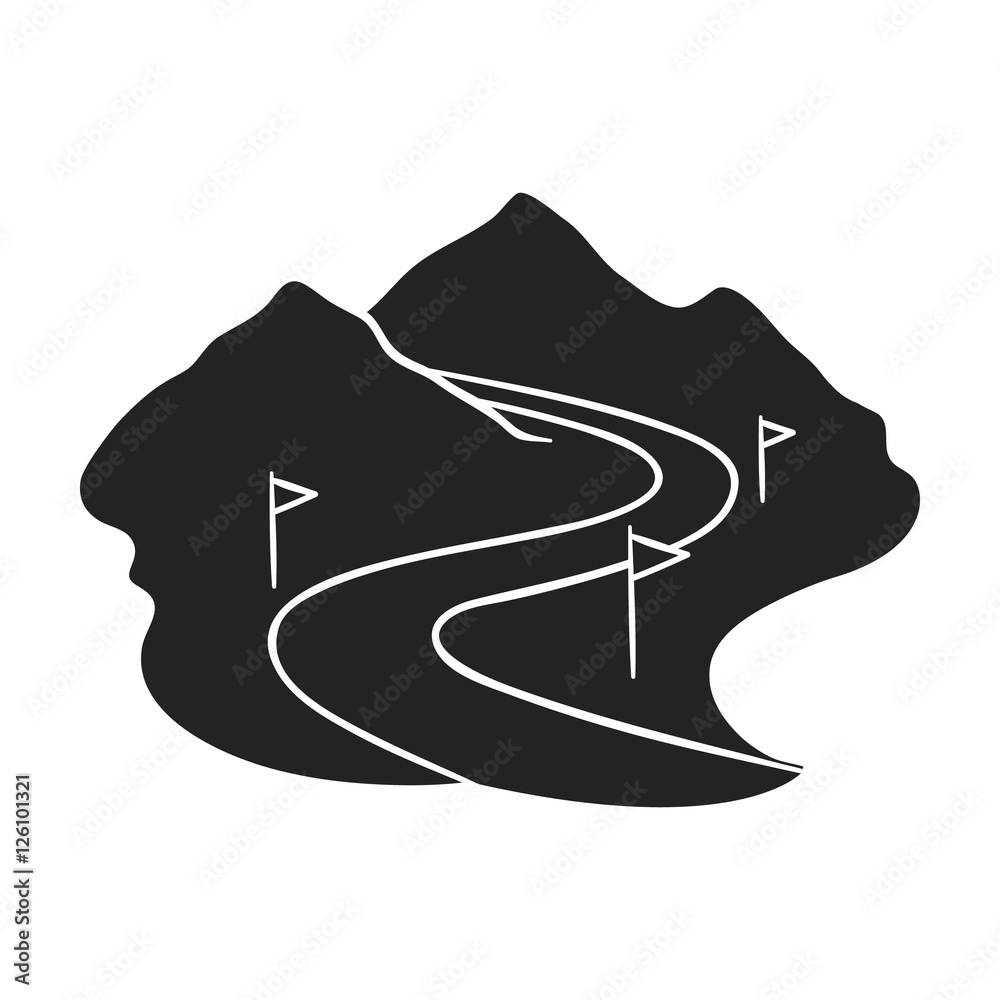 Ski track icon in black style isolated on white background. Ski resort