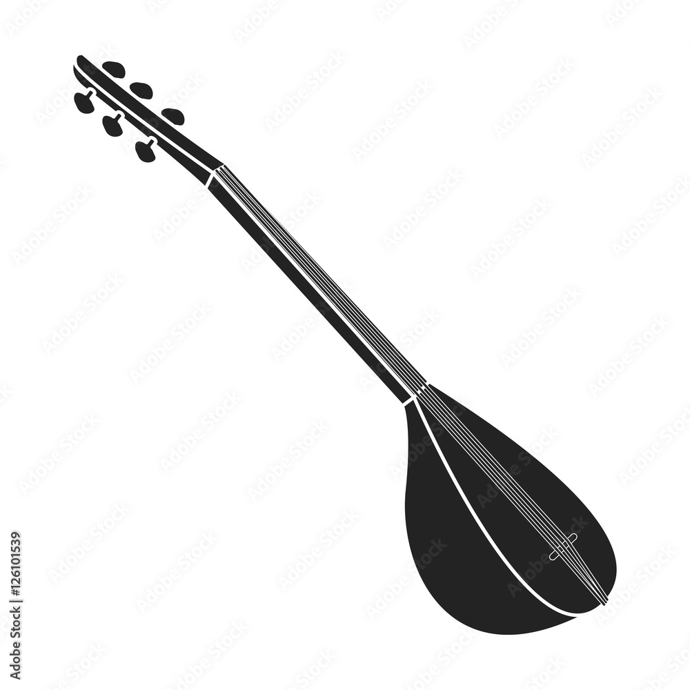 Saz icon in black style isolated on white background. Turkey symbol