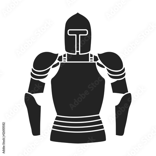 Plate armor icon in black style isolated on white background. Museum symbol stock vector illustration.