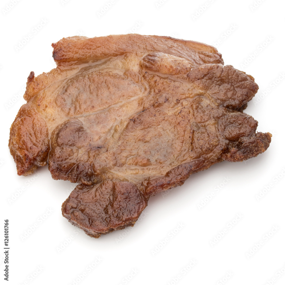 Cooked fried pork meat isolated on white background cutout