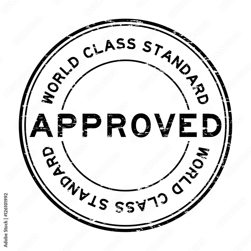 Grunge black approved world class standard round rubber stamp