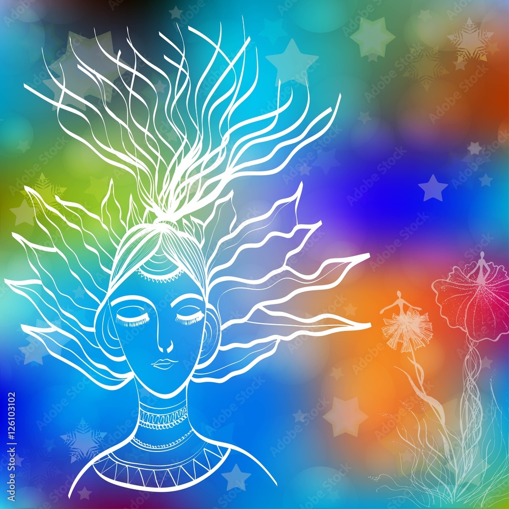Abstract illustration with girl's silhouette Abstract illustration with girl's silhouette