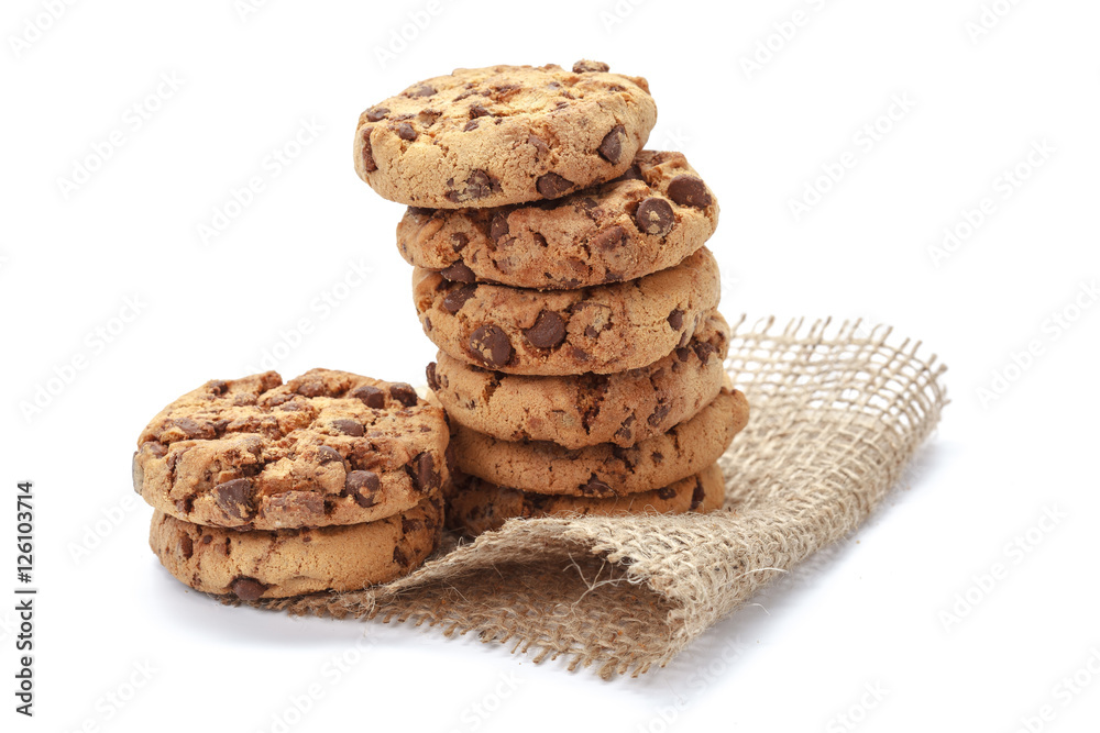 Chocolate chip cookie on white Chocolate chip cookie on white