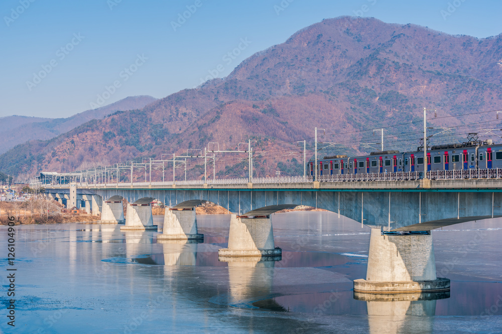 Seoul Subway and Bridge at Hanriver in Seoul Seoul Subway and Bridge at Hanriver in Seoul