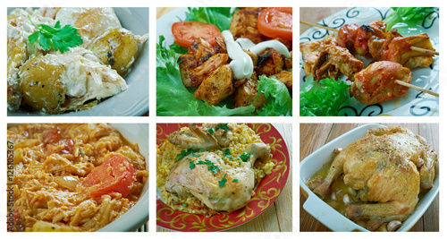 set of different chicken meat .