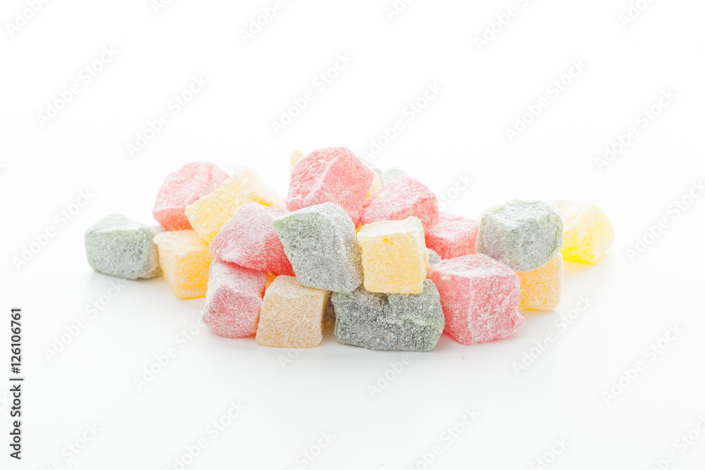 Tasty Turkish delight isolated on white Tasty Turkish delight isolated on white