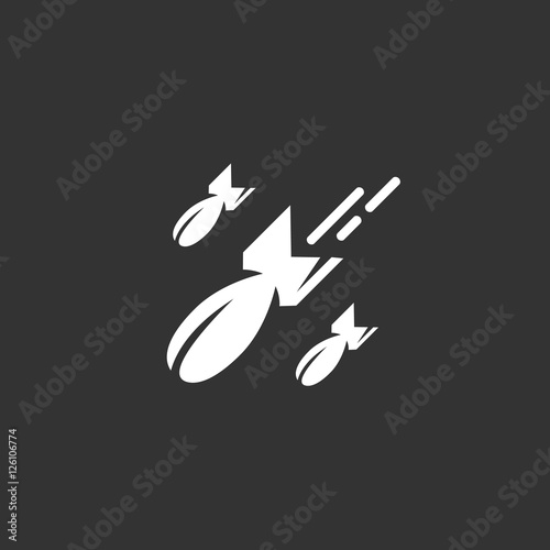 Bomb logo on black background. Vector icon