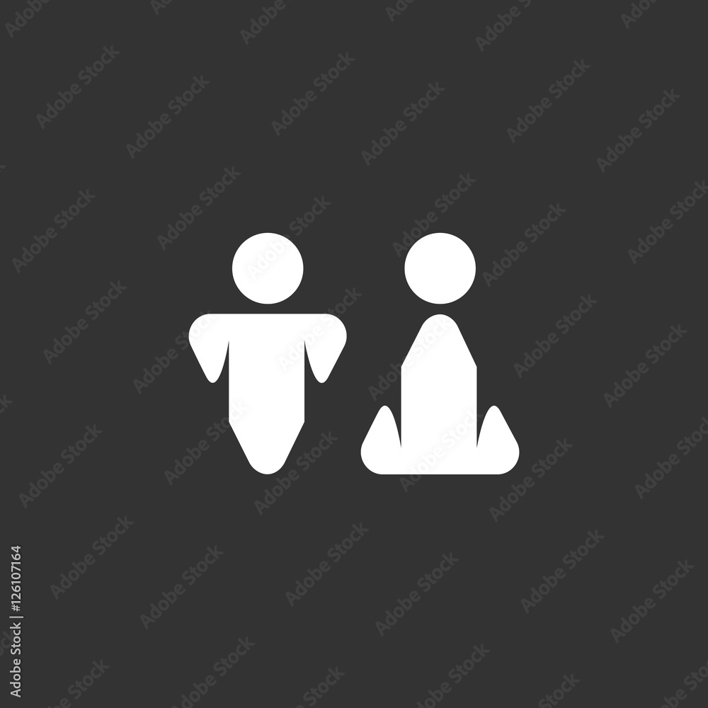 WC logo on black background. Gender vector icon WC logo on black background. Gender vector icon