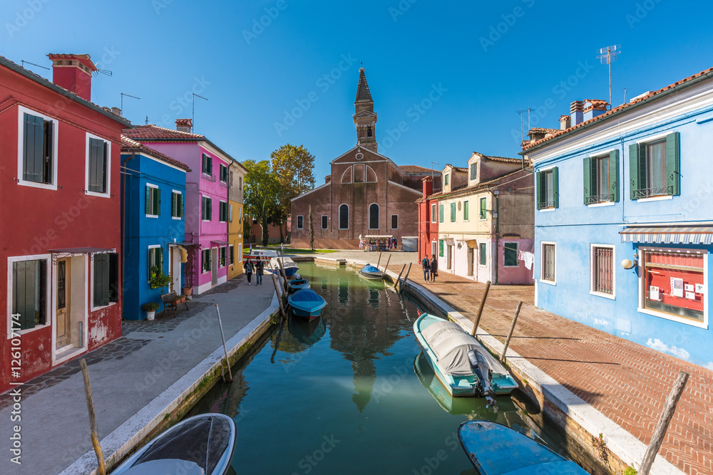 VENICE, ITALY - 21 OCTOBER 2016 - Burano, the town of a thousand colors, an enchanted island in the heart of the Venice lagoon