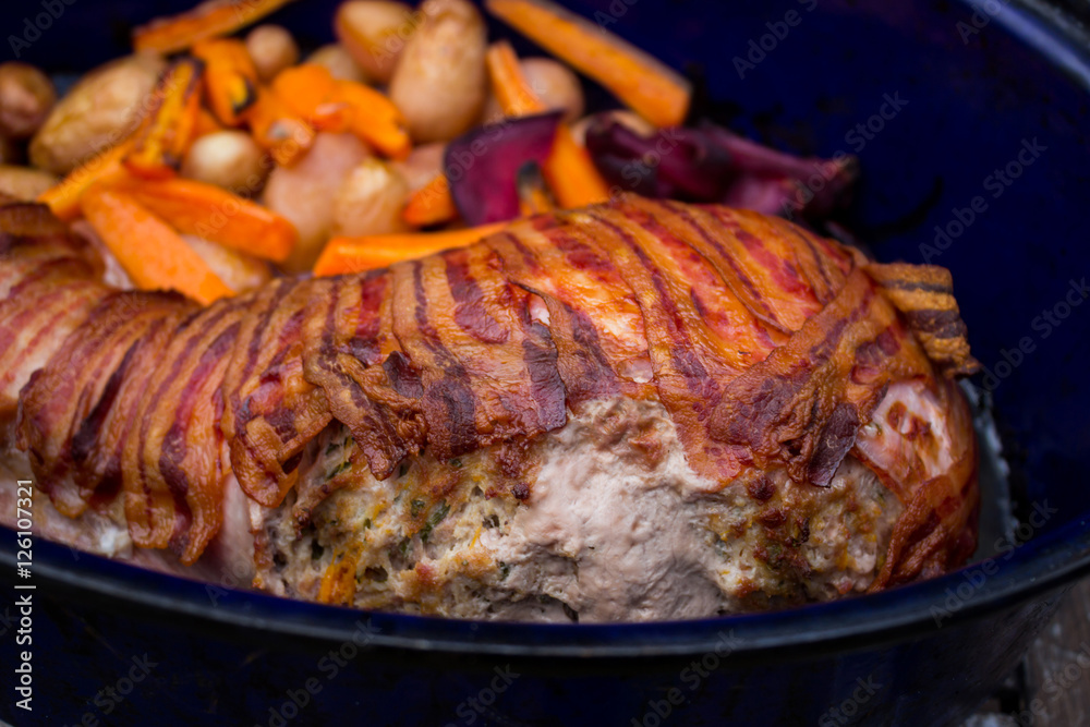bacon with pork and vegetables bacon with pork and vegetables
