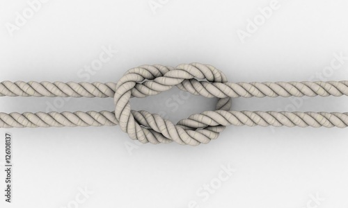 Rope Square Knot.Isolated on white background.