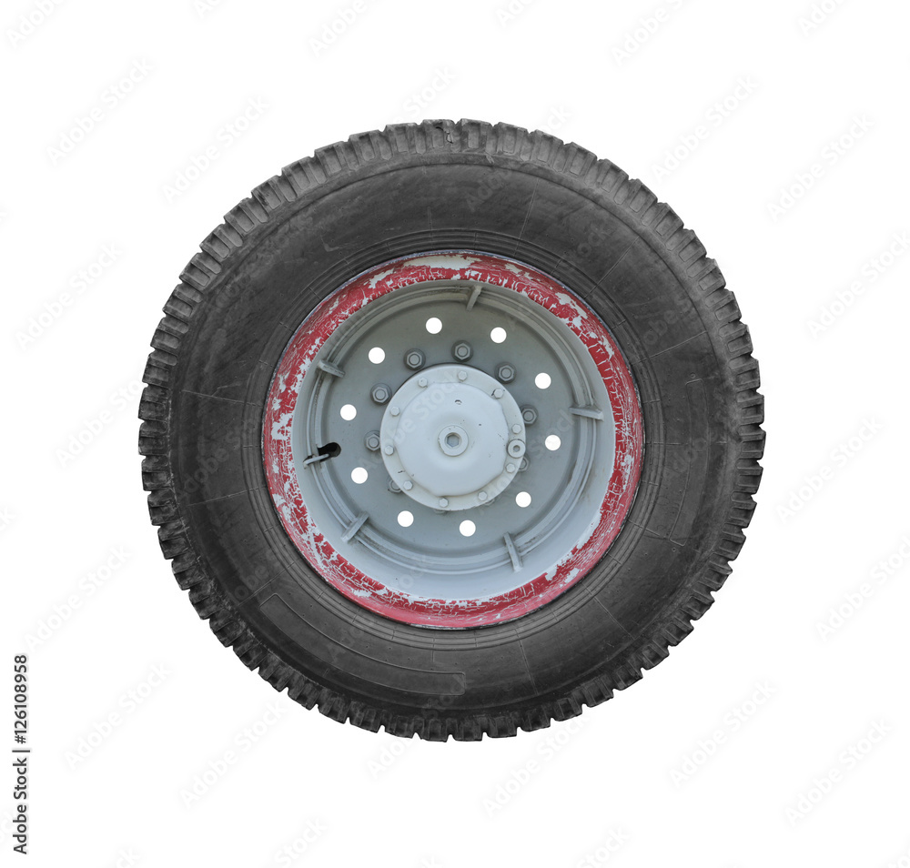 Truck Wheel isolated on white background clipping path