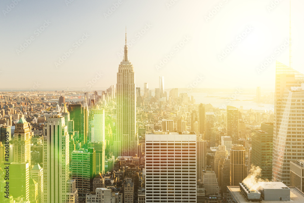 Naklejka premium Panoramę Nowego Jorku z Empire State Building