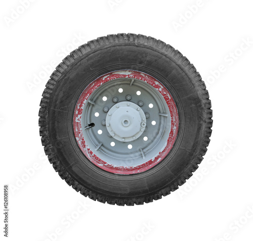 Truck Wheel isolated on white background clipping path