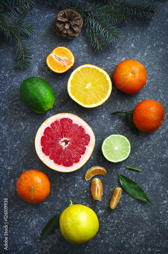 Fototapeta Naklejka Na Ścianę i Meble -  Fresh assorted citrus fruits