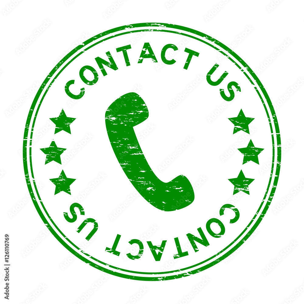 Grunge green contact us with phone icon round rubber stamp Grunge green contact us with phone icon round rubber stamp
