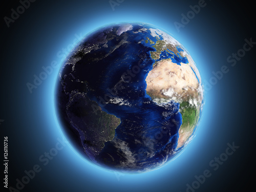 planet Earth shines in space 3d render