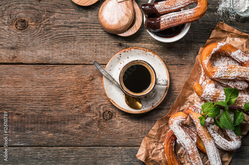 churros, coffee and hot chocolate