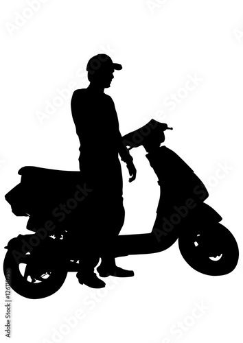 Man on sport bike on white background