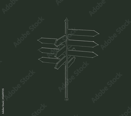 Arrow road sign. Sketch illustration.