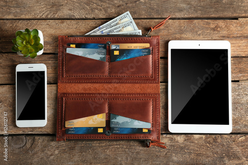 Leather wallet and modern d...