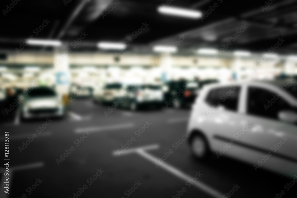 Blurred view of underground parking