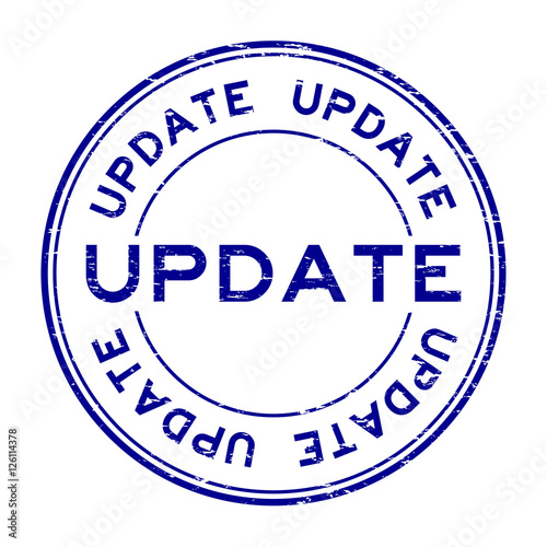 Grunge round blue update rubber stamp