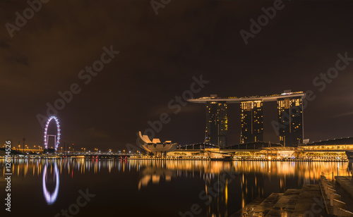 abstract view point of singapore cityscape night