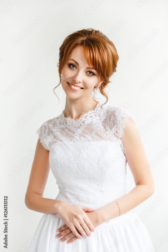Beautiful young bride with wedding makeup Beautiful young bride with wedding makeup