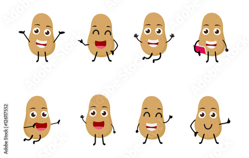 set of funny potato vegetable character cartoon